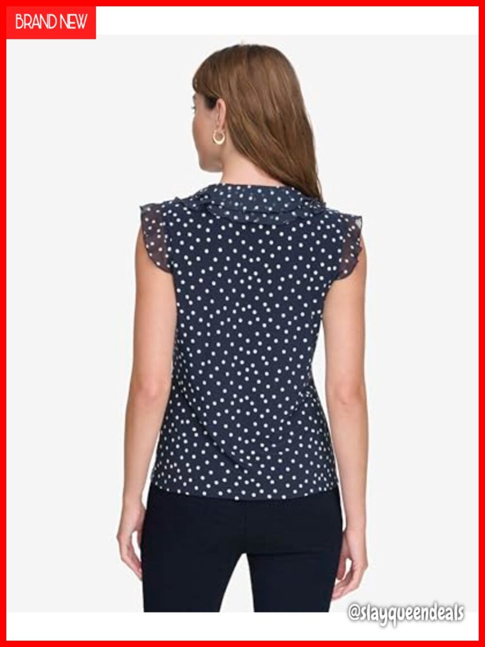 Sleeveless Mix Media Ruffle Front Blouse - Picture 3 of 4
